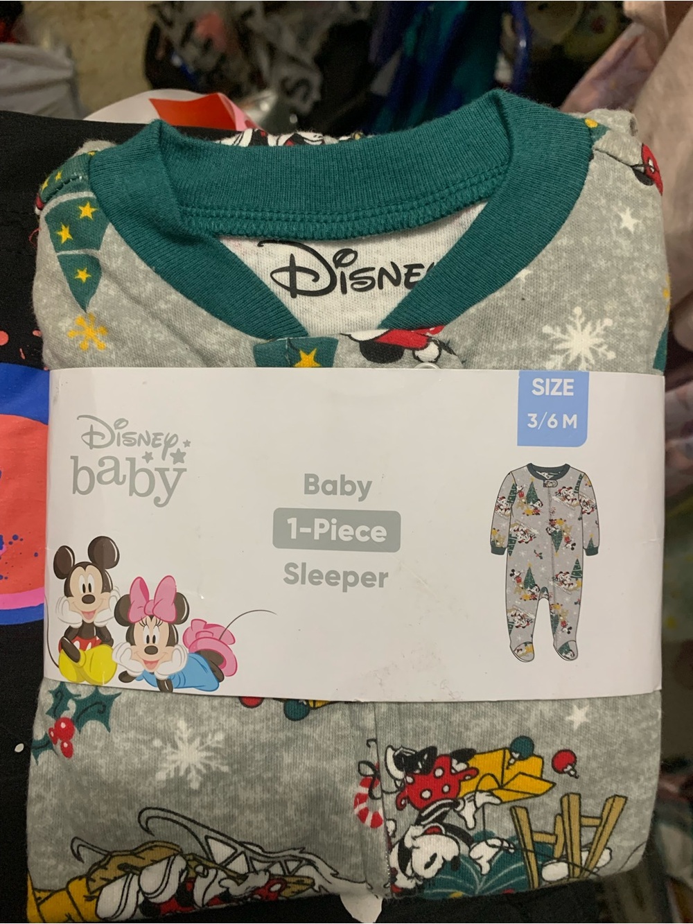 Disney Holiday 3-6 months baby footed pajamas